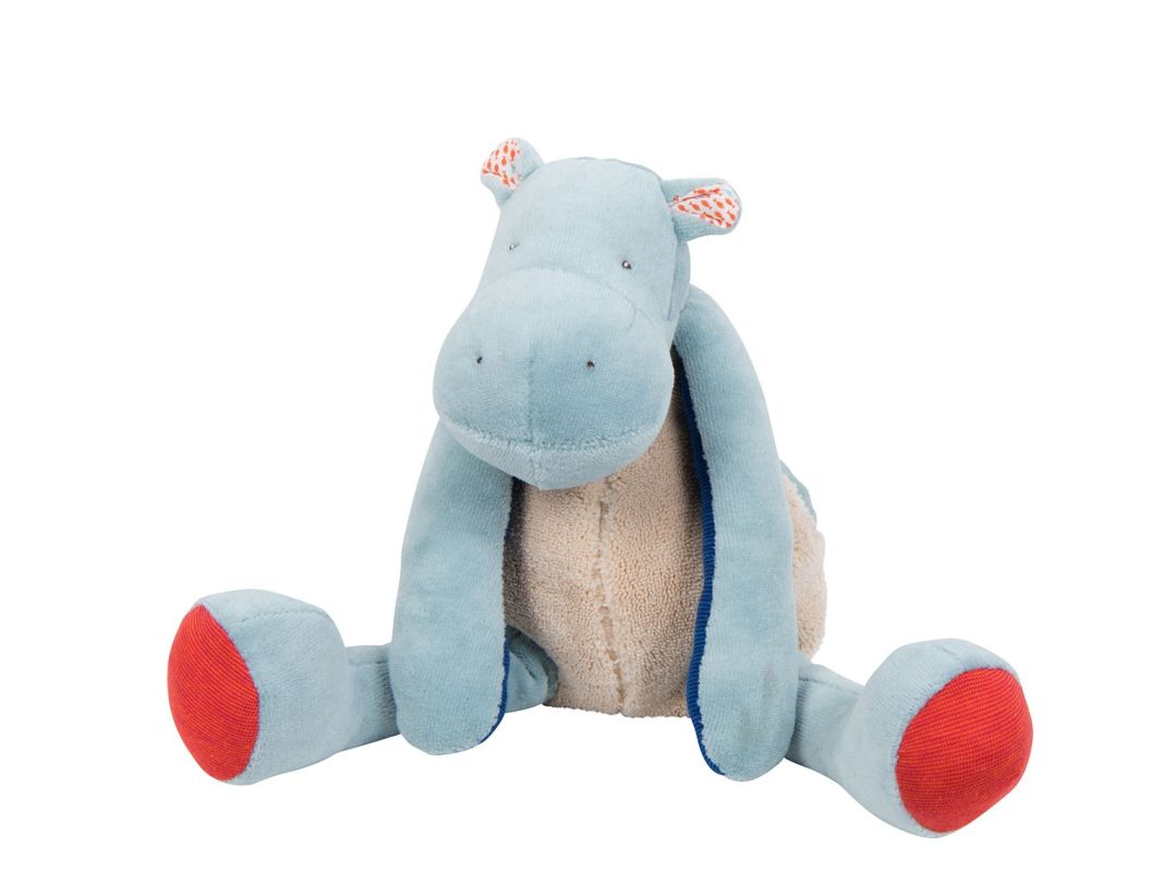  les papoums peluche hippopotame bleu 